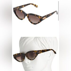 QUAY Narrow Down Sunglasses Polarized Tortoise Frame Brown Gradient Lenses Retro